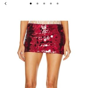 Danielle Guizio Red Sequin Mini Skirt